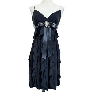 Vintage Cache Ruffle Babydoll Cocktail Dress Size 4 Y2K Prom Party Evening